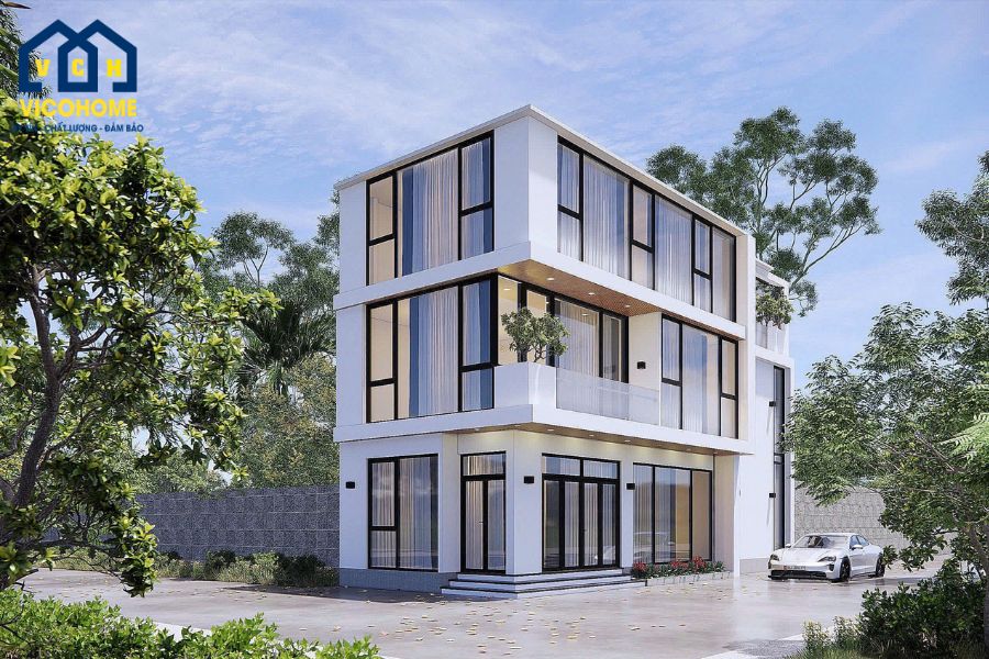 Thiết kế thi công nhà khung thép 3 tầng hiện đại - cô Thiện - Vĩnh Phúc - TKP0085