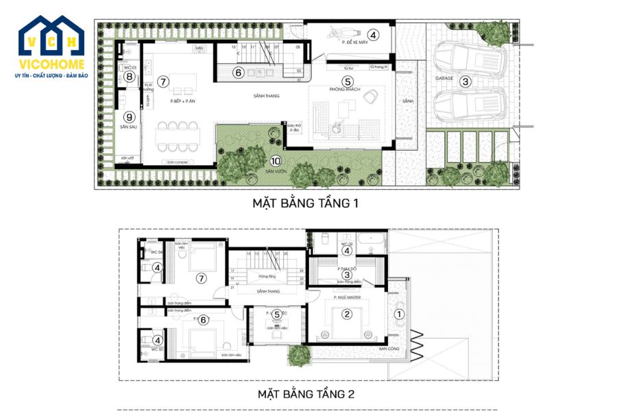 bản vẽ thiết kế nhà mặt tiền 10m