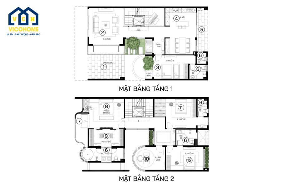 mặt bằng nhà ngang 10m