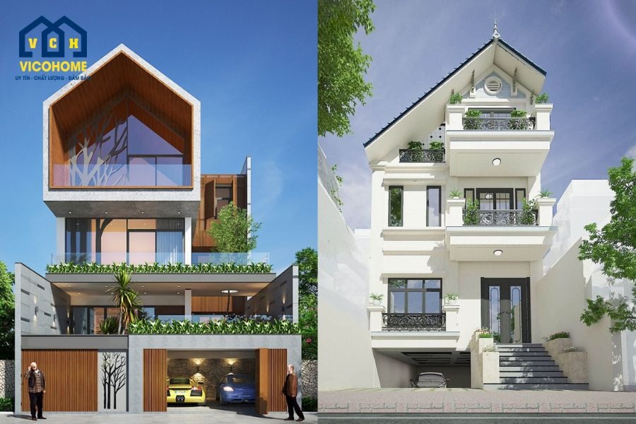 mẫu nhà 3 tầng 7x13m có gara