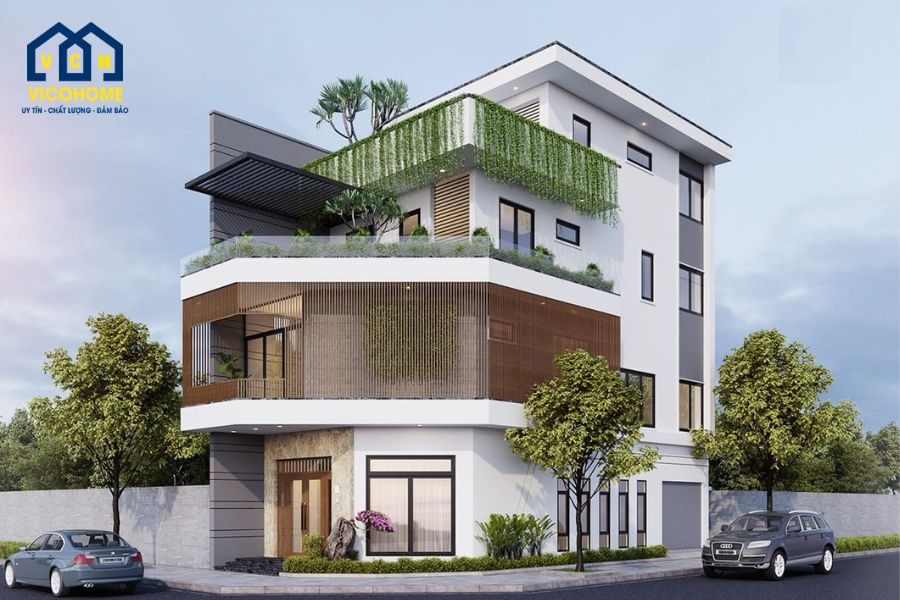 mẫu nhà mặt tiền 10m đẹp