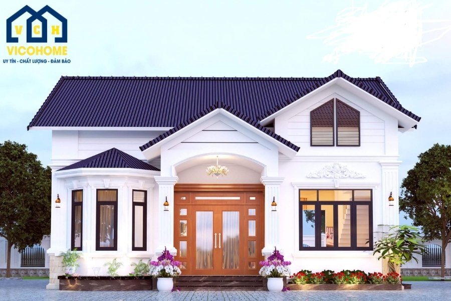 mẫu nhà ngang 10m sâu 7m 1 tầng
