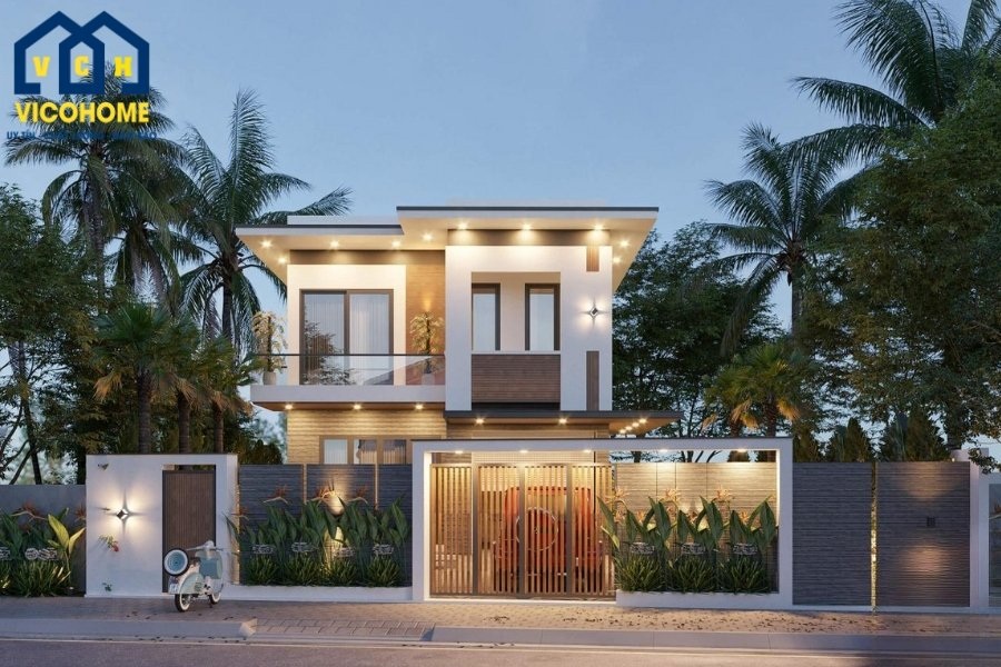 mẫu nhà ngang 10m sâu 7m 2 tầng