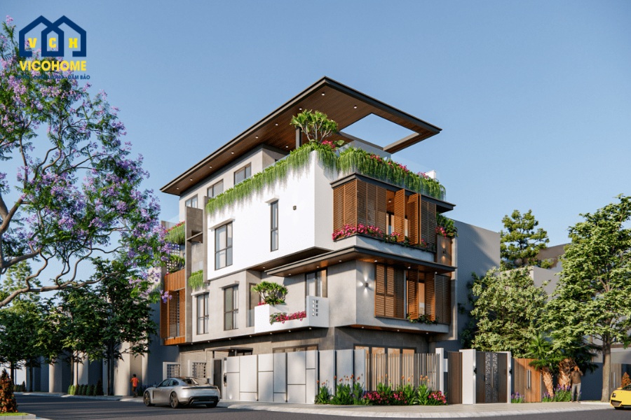 nhà phố hiện đại mặt tiền 10m