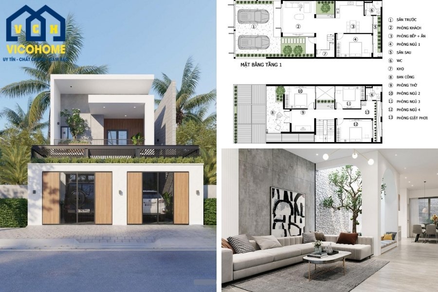 thiết kế nhà 7m mặt tiền