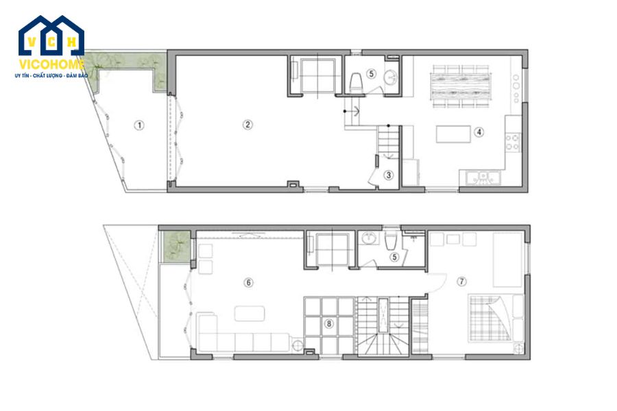 bản vẽ nhà 2 tầng 40m2