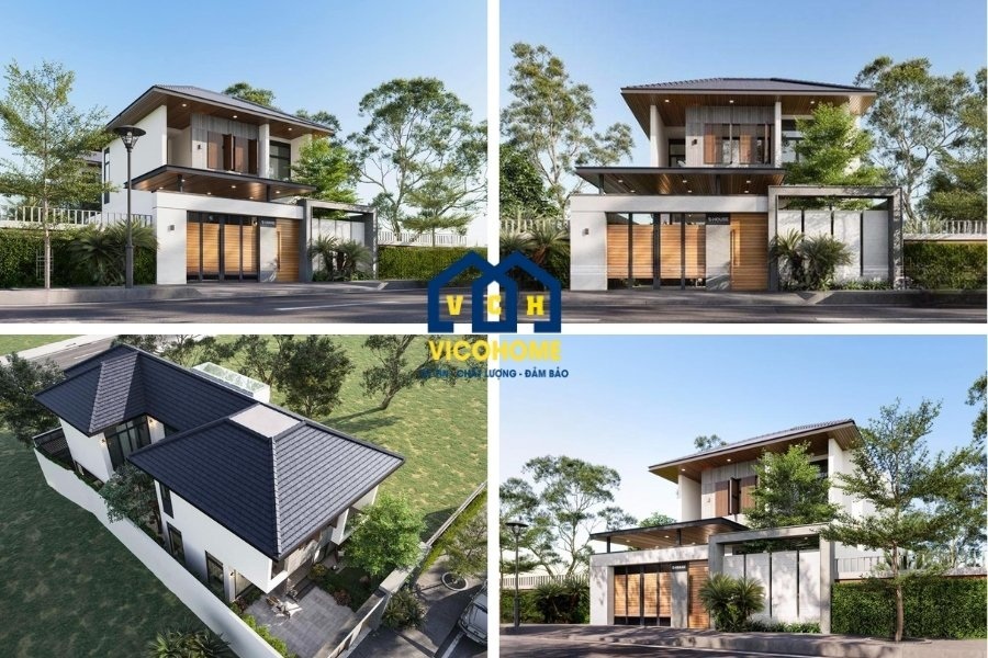 bản thiết kế nhà 2 tầng mái nhật