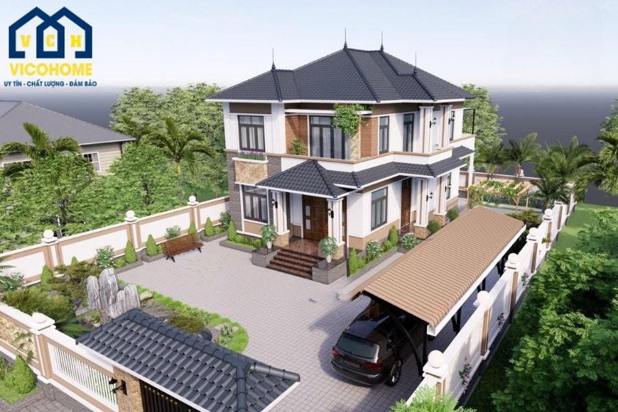 kiểu nhà mái nhật 2 tầng