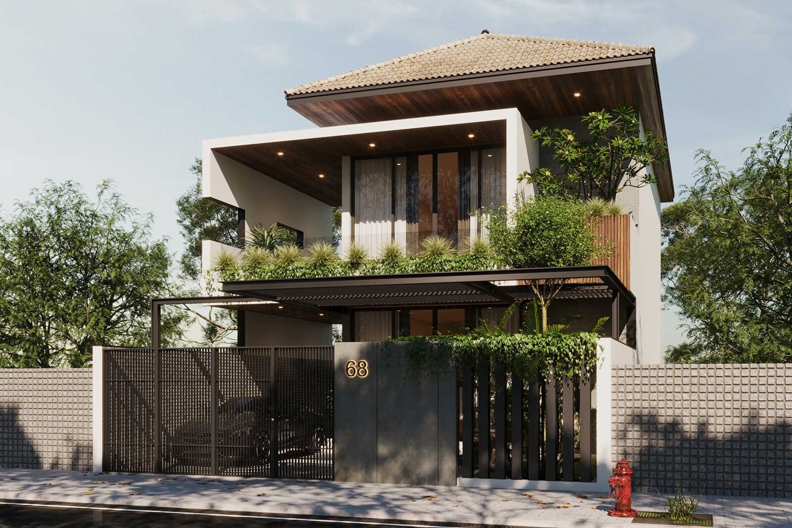 mẫu nhà 2 tầng mái nhật