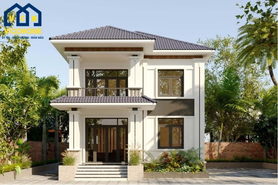 mẫu nhà vườn 2 tầng mái nhật