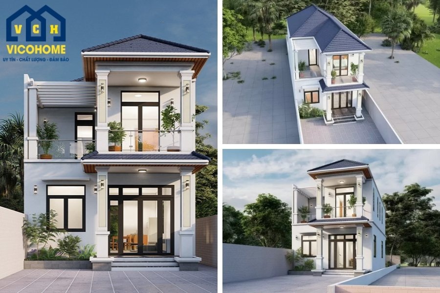 mẫu thiết kế nhà 2 tầng mái nhật