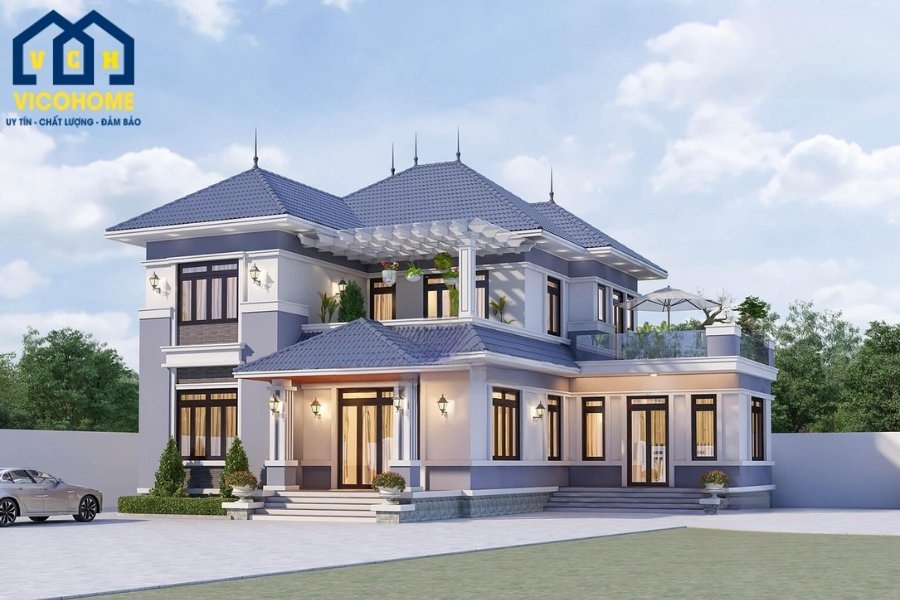 nhà 2 tầng mái nhật đẹp