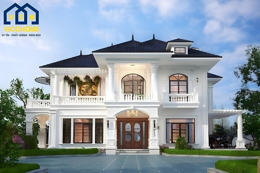 nhà biệt thự 2 tầng mái nhật