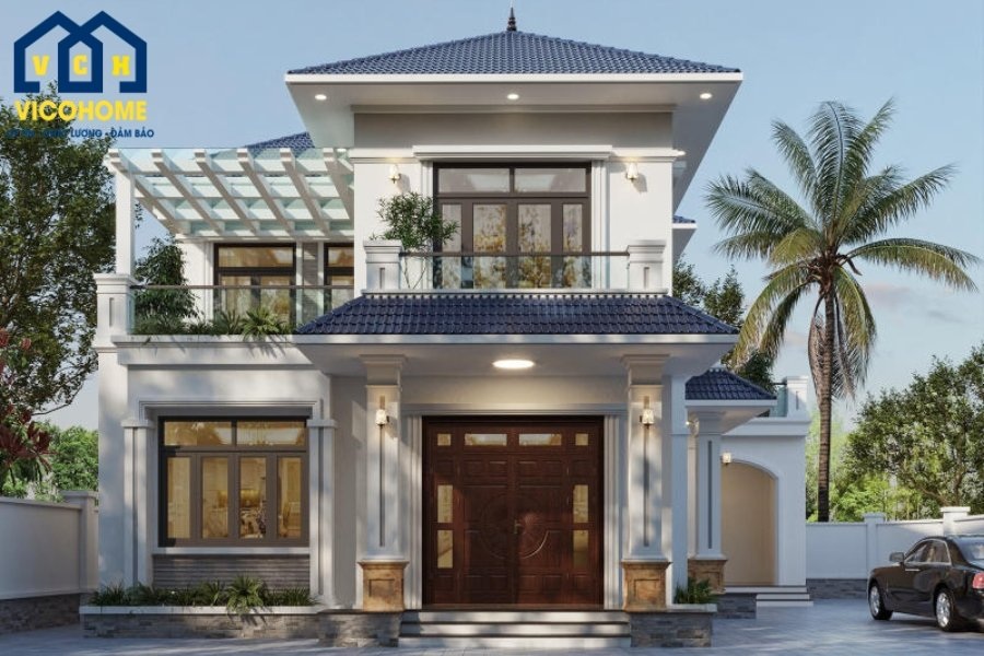 nhà đẹp 2 tầng mái nhật