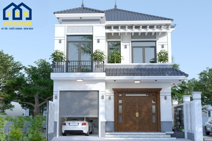 nhà hộp 2 tầng mái nhật