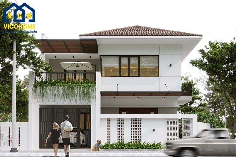 nhà mái nhật 2 tầng 2 mặt tiền