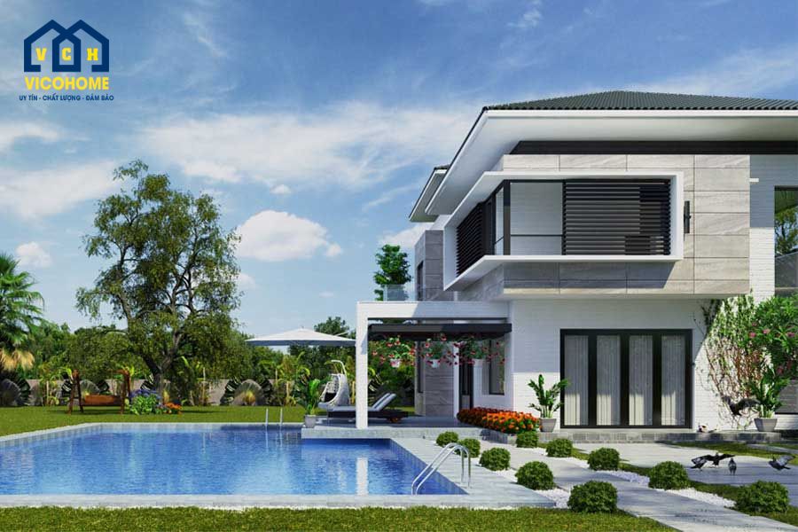 nhà mái nhật đẹp 2 tầng