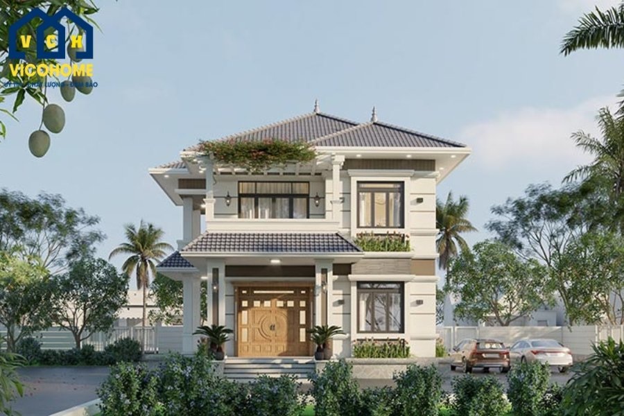 nhà vườn mái nhật 2 tầng