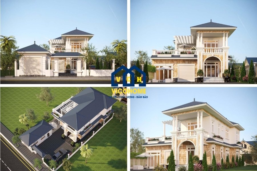 thiết kế nhà mái nhật 2 tầng