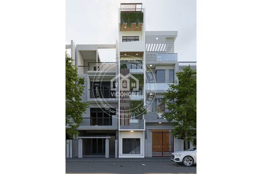 Thiết kế thi công nhà khung thép 5 tầng 1 tum - anh Tùng - Nghi Tàm - TKP0058
