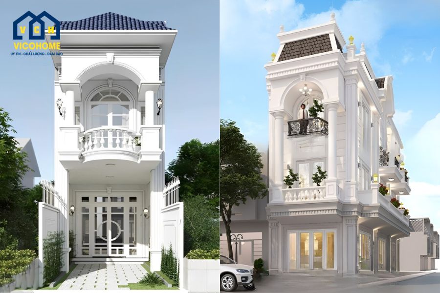 mẫu nhà mặt tiền 6m tân cổ điển
