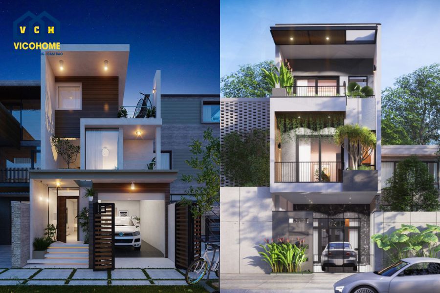 thiết kế nhà mặt tiền 6m có gara