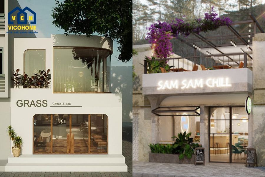 thiết kế quán cafe mặt tiền 6m