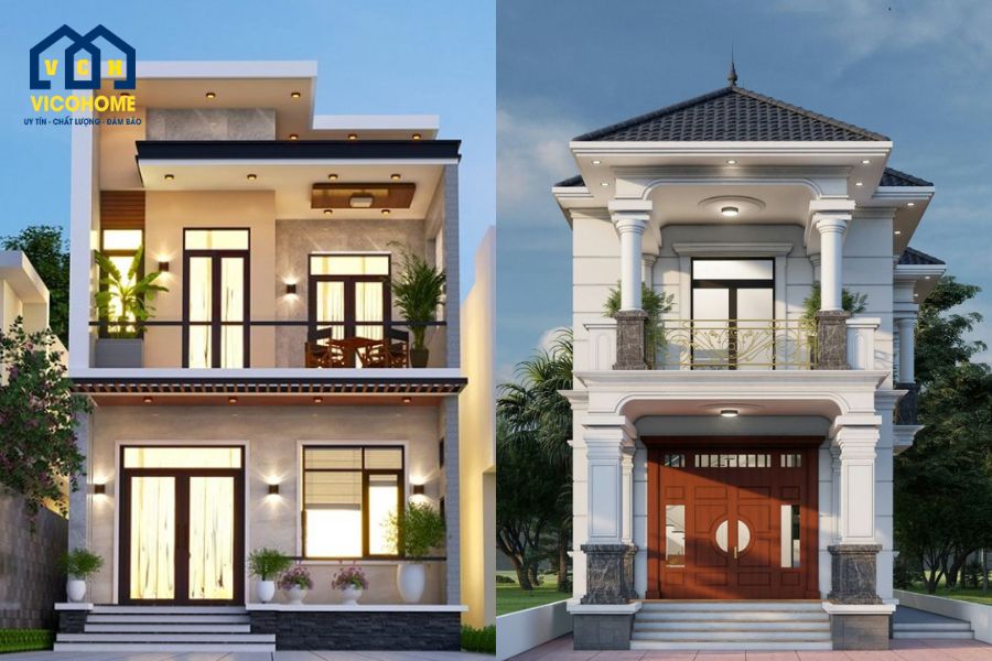 xây nhà mặt tiền 6m
