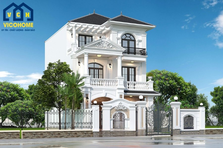 nhà mái nhật 3 tầng tân cổ điển
