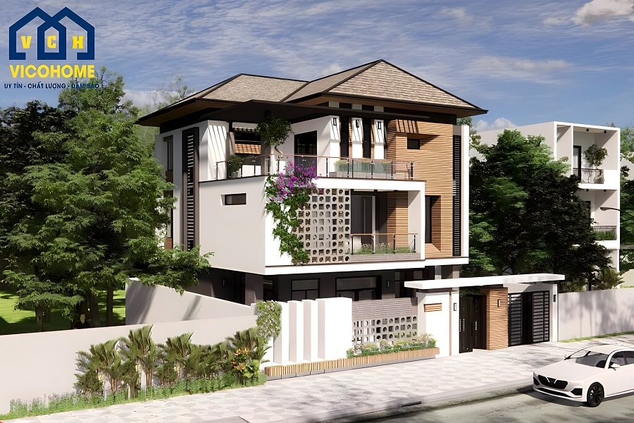 nhà phố 3 tầng mái nhật