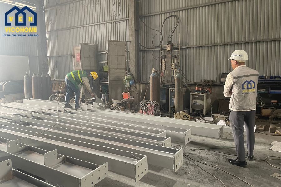 gia công khung nhà lắp ghép 2 tầng