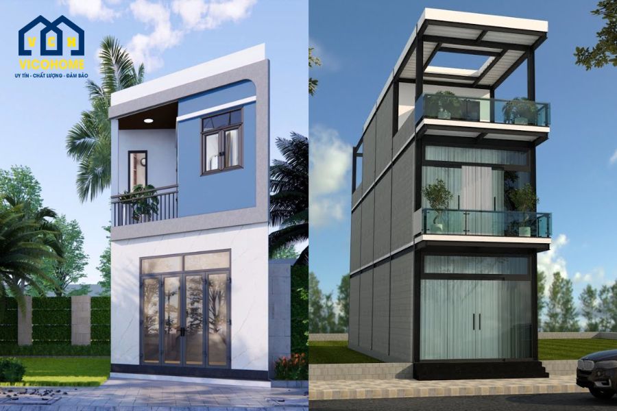 mẫu nhà lắp ghép 2 tầng nhà ống