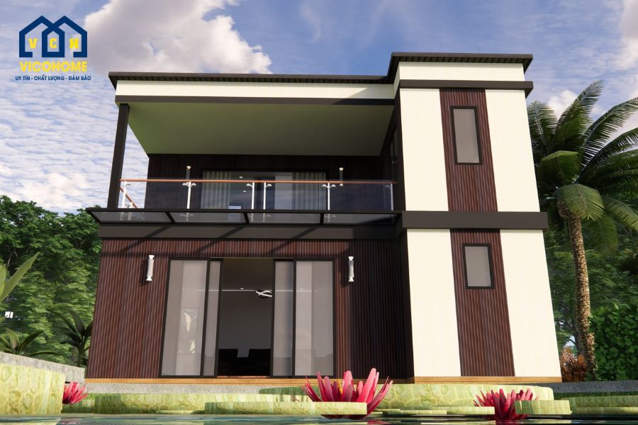 nhà lắp ghép 2 tầng 5x20