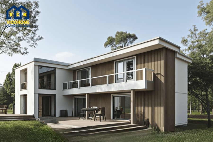 nhà lắp ghép 2 tầng 80m2
