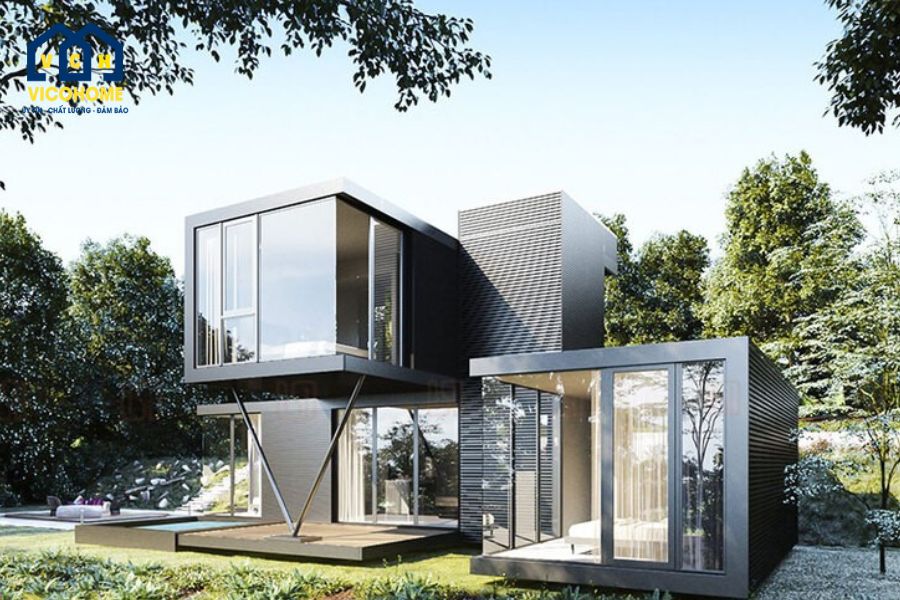 nhà lắp ghép 2 tầng hiện đại
