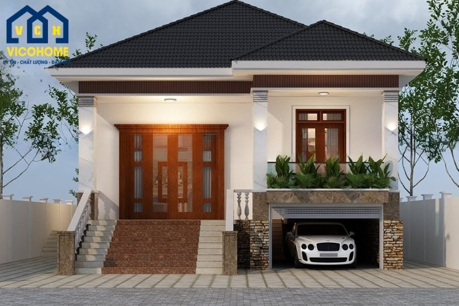 mặt tiền nhà vuông 1 tầng
