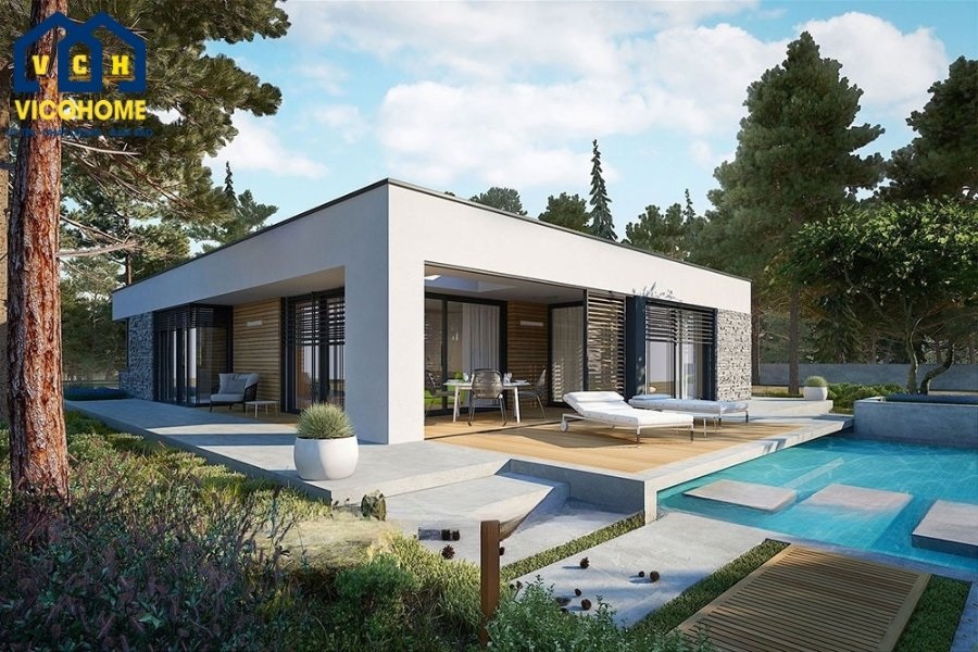Mẫu nhà vuông 1 tầng 150m2