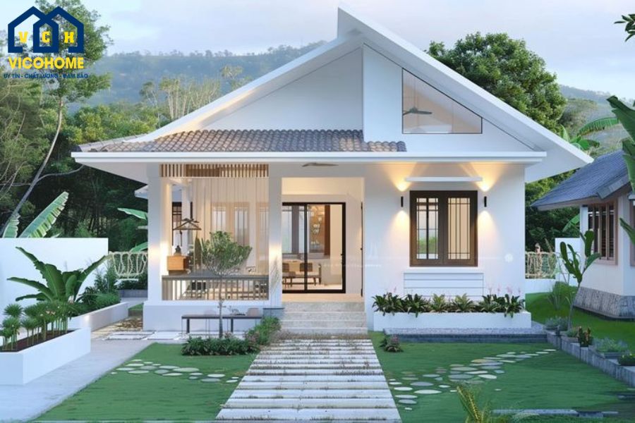 Mẫu nhà vuông đẹp 1 tầng 80m2