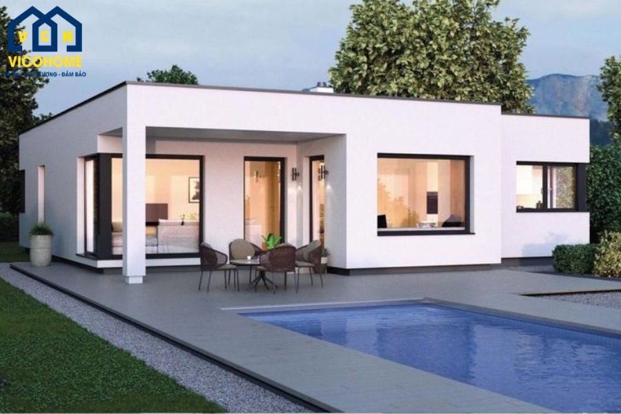 mẫu nhà vuông đẹp 1 tầng