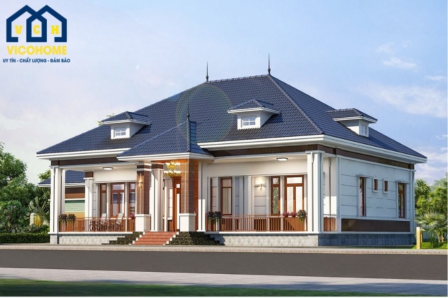 Mẫu nhà vuông 1 tầng 100m2