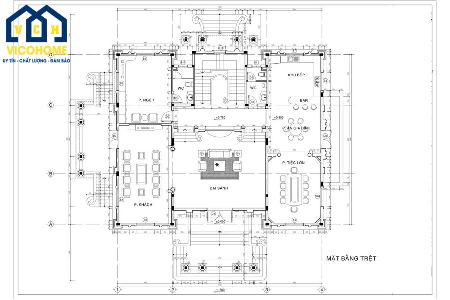 Bản vẽ thiết kế 2d biệt thự