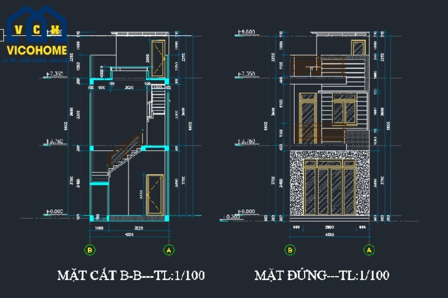 Bản vẽ kết cấu trong tập hồ sơ thiết kế nhà ở