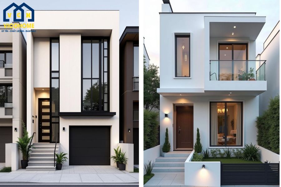 xây nhà 2 tầng 600 triệu mái bằng