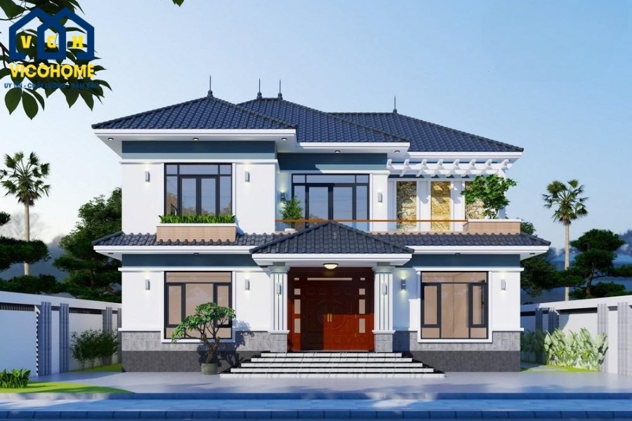 Mẫu thiết kế nhà 3 gian 2 tầng đẹp