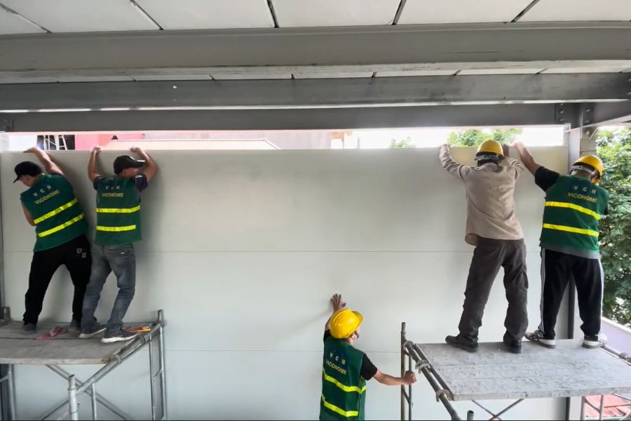 tường bao nhà tiền chế cấp 4