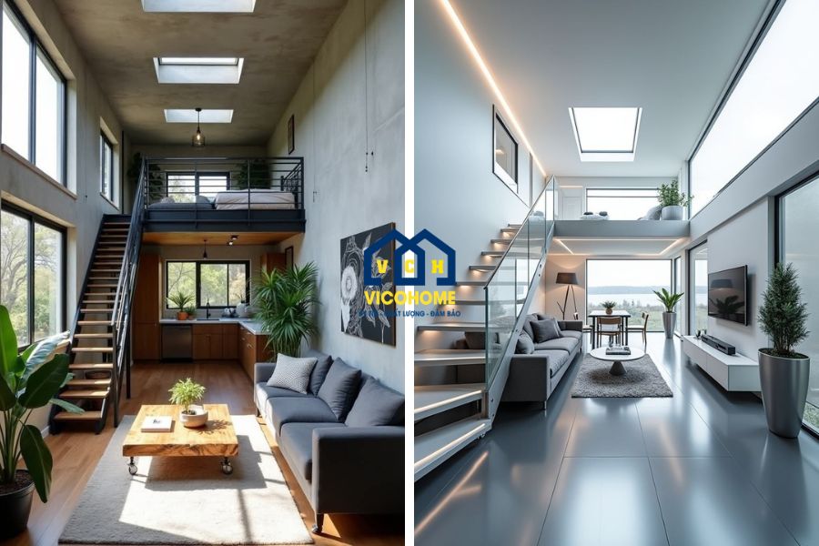 mẫu nhà tiền chế có gác lửng cá tính
