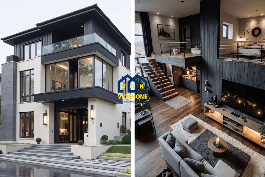 nhà gác lửng tiền chế 3 phòng ngủ
