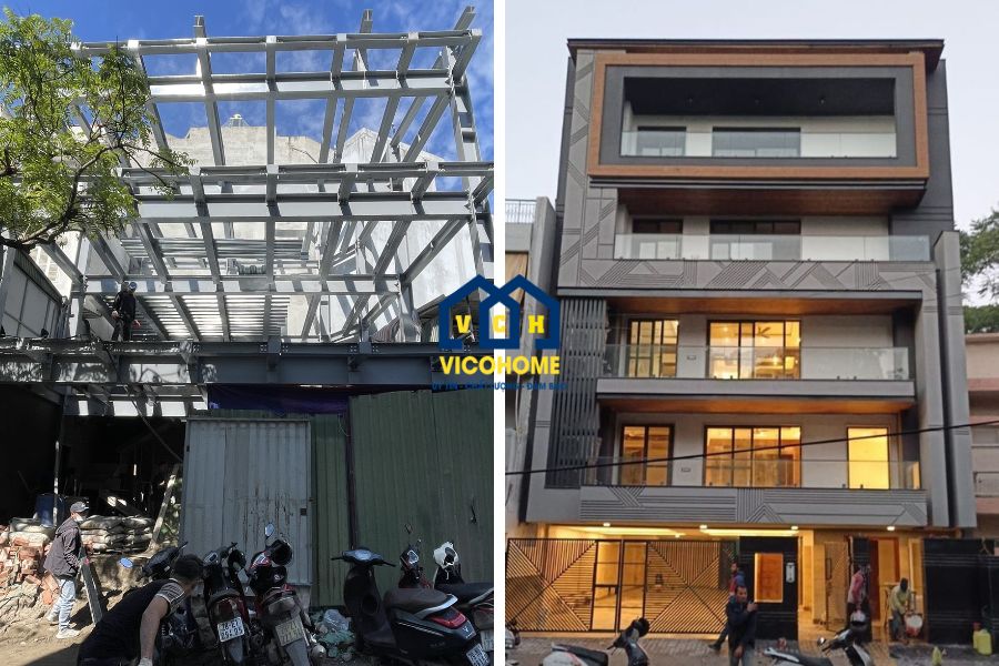 nhà khung thép 5 tầng