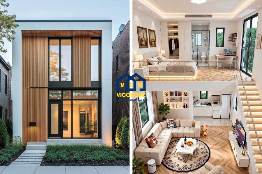 nhà phố tiền chế có gác lửng
