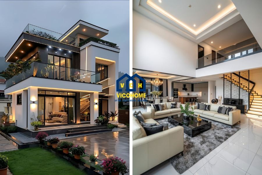 nhà tiền chế gác lửng hiện đại